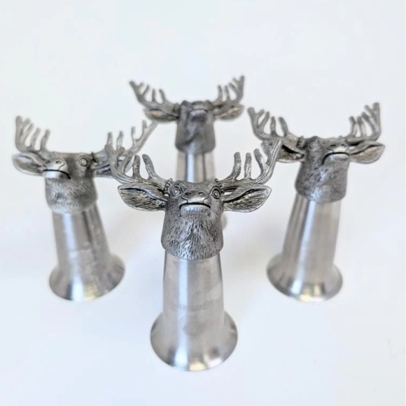 🦌 Vintage Jägermeister Stag Head Pewter Shot Glasses / Shooters - Set of 4 🦌 - Picture 8 of 8
